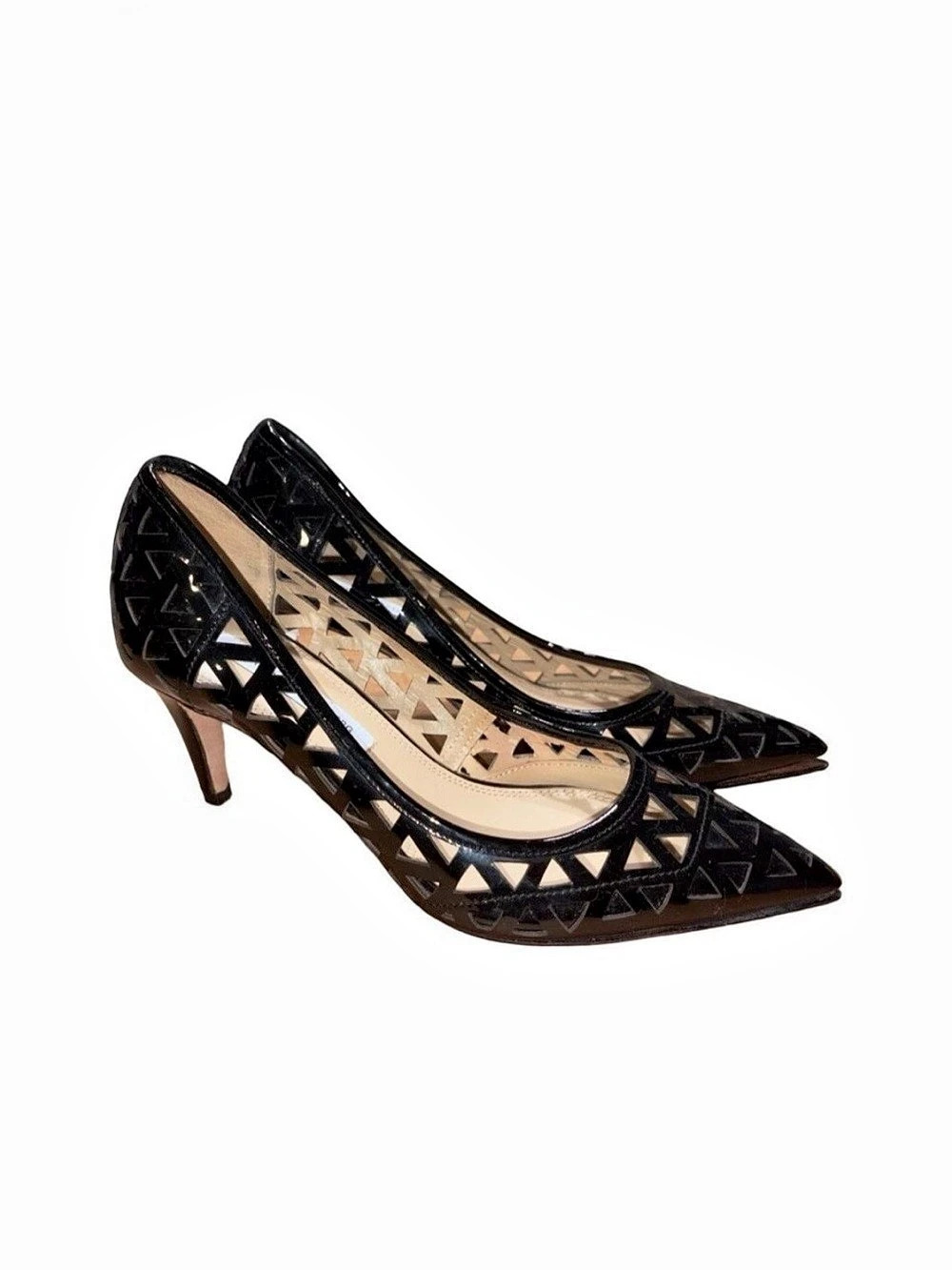 Diane von Furstenberg Black Patent Perforated Leather Pumps Size: 7.5M